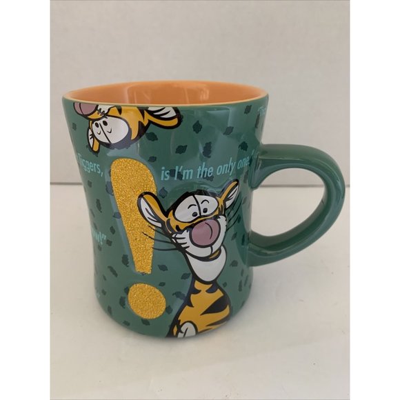 Disney TIGGER Winnie the Pooh Green Embossed & Glitter Coffee Mug Cup - Picture 1 of 4